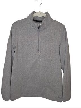 OOFOS Men's Cool Gray Down 1/4-Zip Fleece Pullover, Size Large